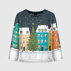 Лонгслив детский Новогодний снежный город, цвет: 3D-принт
