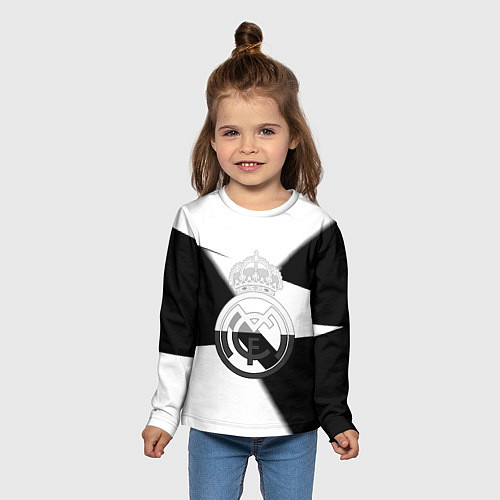 Детский лонгслив Реал Мадрид геометрия полосы / 3D-принт – фото 5