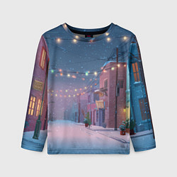 Лонгслив детский Новогодняя пустая улица, цвет: 3D-принт