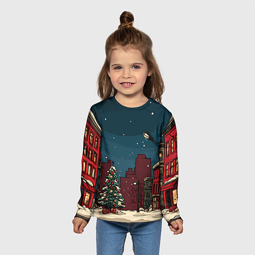 Детский лонгслив Новогодняя ночь / 3D-принт – фото 5