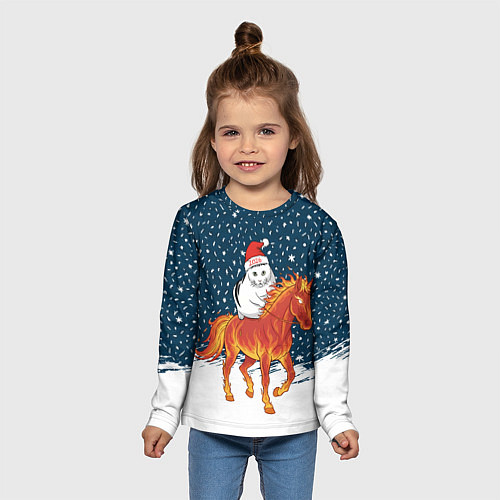 Детский лонгслив Кот Бендер и огненный конь - 2026 / 3D-принт – фото 5