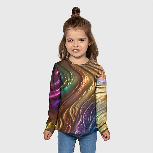 Детский лонгслив Сморщенные складочки жидкости / 3D-принт – фото 5