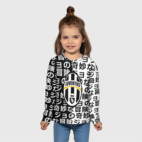 Детский лонгслив Ювентус японский паттерн / 3D-принт – фото 5