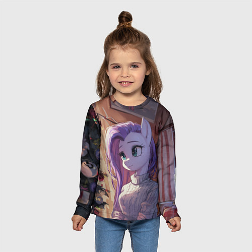 Детский лонгслив Анимешная лошадка - Новый год / 3D-принт – фото 5