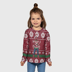 Лонгслив детский Человек паук в вязаном свитере - новый год, цвет: 3D-принт — фото 2