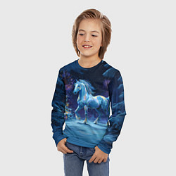 Лонгслив детский Сияющая новогодняя лошадка, цвет: 3D-принт — фото 2
