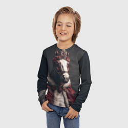 Лонгслив детский Лошадь в новогоднем костюме, цвет: 3D-принт — фото 2