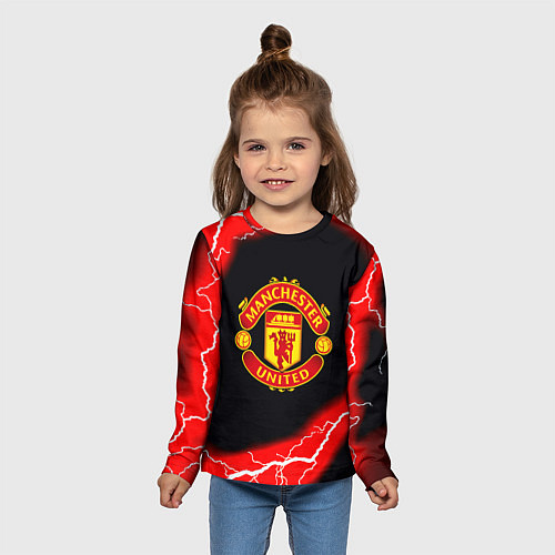 Детский лонгслив Манчестер Юнайтед шторм молнии / 3D-принт – фото 5