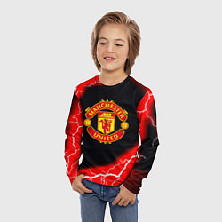 Лонгслив детский Манчестер Юнайтед шторм молнии, цвет: 3D-принт — фото 2