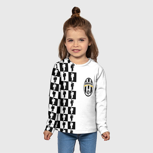 Детский лонгслив Ювентус паттерн люди / 3D-принт – фото 5