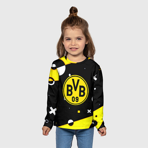 Детский лонгслив Borussia геометрия текстура / 3D-принт – фото 5