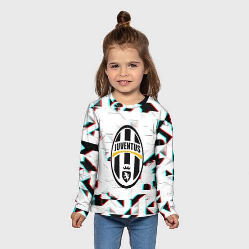 Детский лонгслив Ювентус геометрия глитч / 3D-принт – фото 5