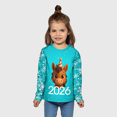 Детский лонгслив Голова лошадки / 3D-принт – фото 5