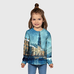 Лонгслив детский Снегопад в Санкт-Петербурге, цвет: 3D-принт — фото 2