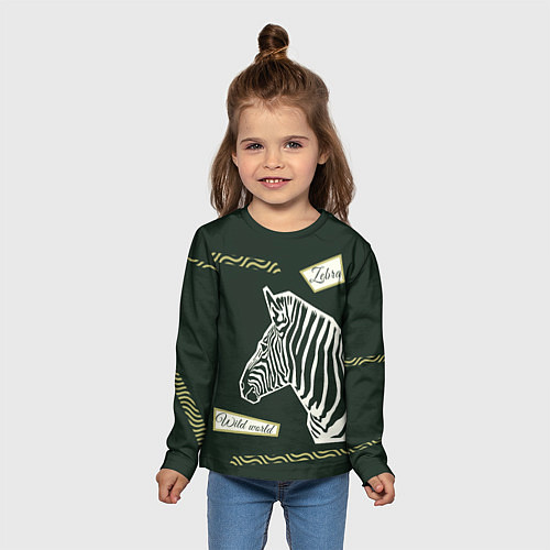 Детский лонгслив Зебра-коллаж / 3D-принт – фото 5