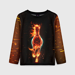 Лонгслив детский Огненная лошадь из темноты, цвет: 3D-принт