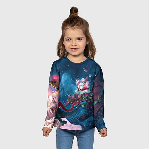 Детский лонгслив Санта с динозавром / 3D-принт – фото 5