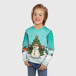 Лонгслив детский Снеговик - Новогодний Зож, цвет: 3D-принт — фото 2