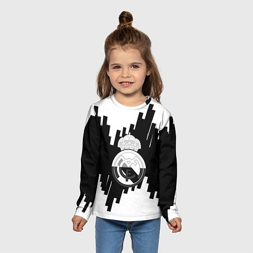 Детский лонгслив Реал Мадрид белая геометрия / 3D-принт – фото 5