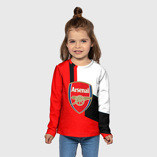 Детский лонгслив Арсенал геометрия спорт / 3D-принт – фото 5