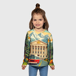 Лонгслив детский Классика у подножия гор, цвет: 3D-принт — фото 2
