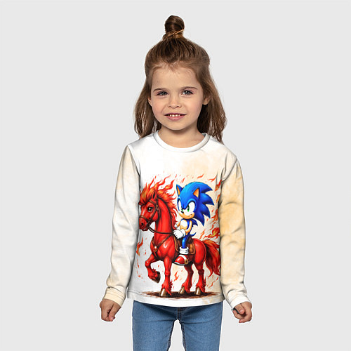 Детский лонгслив Соник верхом на коне / 3D-принт – фото 5