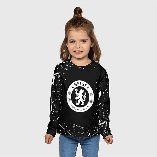Детский лонгслив Челси белые краски всплеск / 3D-принт – фото 5