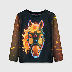 Лонгслив детский Новогодняя мандариновая лошадь, цвет: 3D-принт