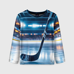 Лонгслив детский Хоккейная клюшка на льду арены, цвет: 3D-принт