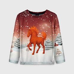 Лонгслив детский Огненная текстурная лошадь 2026, цвет: 3D-принт