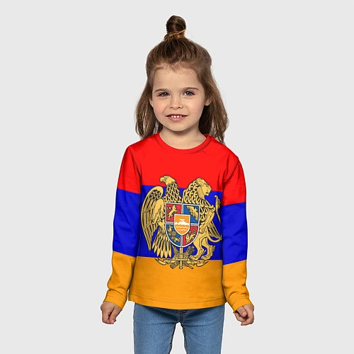 Детский лонгслив Герб и флаг Армении / 3D-принт – фото 5