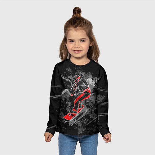 Детский лонгслив Сноубордист / 3D-принт – фото 5