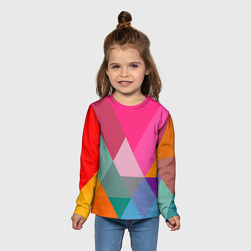 Детский лонгслив Разноцветные полигоны / 3D-принт – фото 5