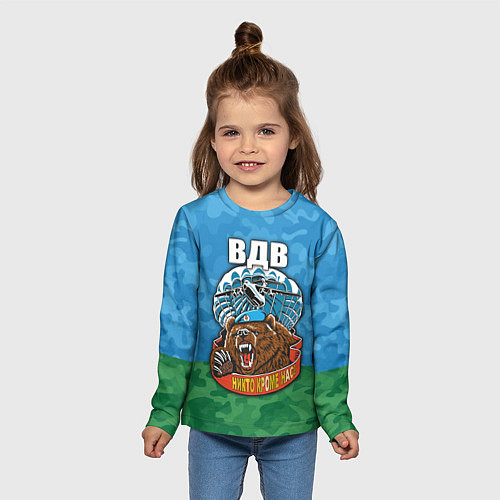 Детский лонгслив ВДВ медведь - никто кроме нас / 3D-принт – фото 5