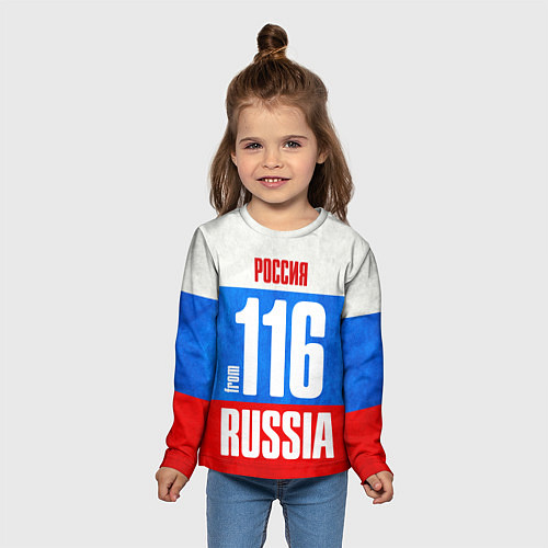 Детский лонгслив Russia: from 116 / 3D-принт – фото 5