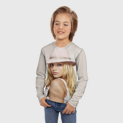 Лонгслив детский Бритни Спирс в розовой шляпе, цвет: 3D-принт — фото 2