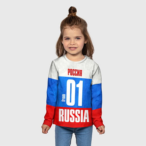 Детский лонгслив Russia: from 01 / 3D-принт – фото 5