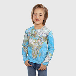 Лонгслив детский Карта мира - политическая, цвет: 3D-принт — фото 2