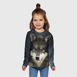 Лонгслив детский Зимний волк, цвет: 3D-принт — фото 2