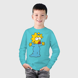 Лонгслив хлопковый детский Maggie Simpson, цвет: бирюзовый — фото 2