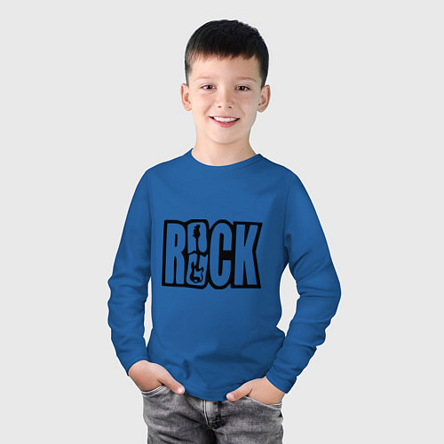 Детский лонгслив Rock Logo / Синий – фото 3