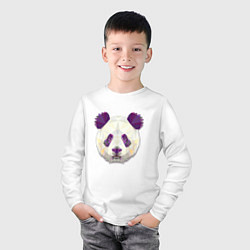 Лонгслив хлопковый детский Полигональная панда, цвет: белый — фото 2