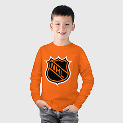 Лонгслив хлопковый детский NHL, цвет: оранжевый — фото 2