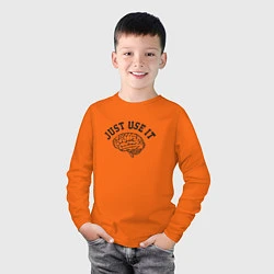 Лонгслив хлопковый детский Мозг, цвет: оранжевый — фото 2