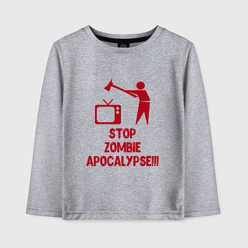 Детский лонгслив Stop Zombie Apocalypse / Меланж – фото 1