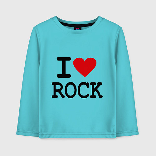 Детский лонгслив I love Rock / Бирюзовый – фото 1