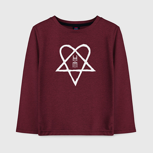 Детский лонгслив HIM: Heartagram / Меланж-бордовый – фото 1