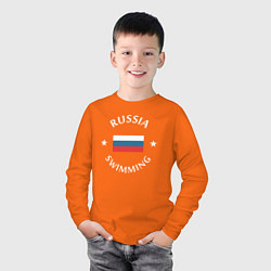Лонгслив хлопковый детский Swimming, цвет: оранжевый — фото 2