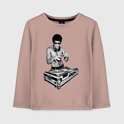 Лонгслив хлопковый детский Брюс Ли Dj, цвет: пыльно-розовый