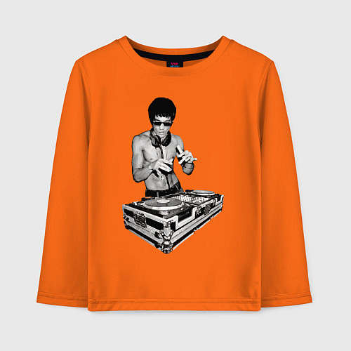 Детский лонгслив Брюс Ли Dj / Оранжевый – фото 1
